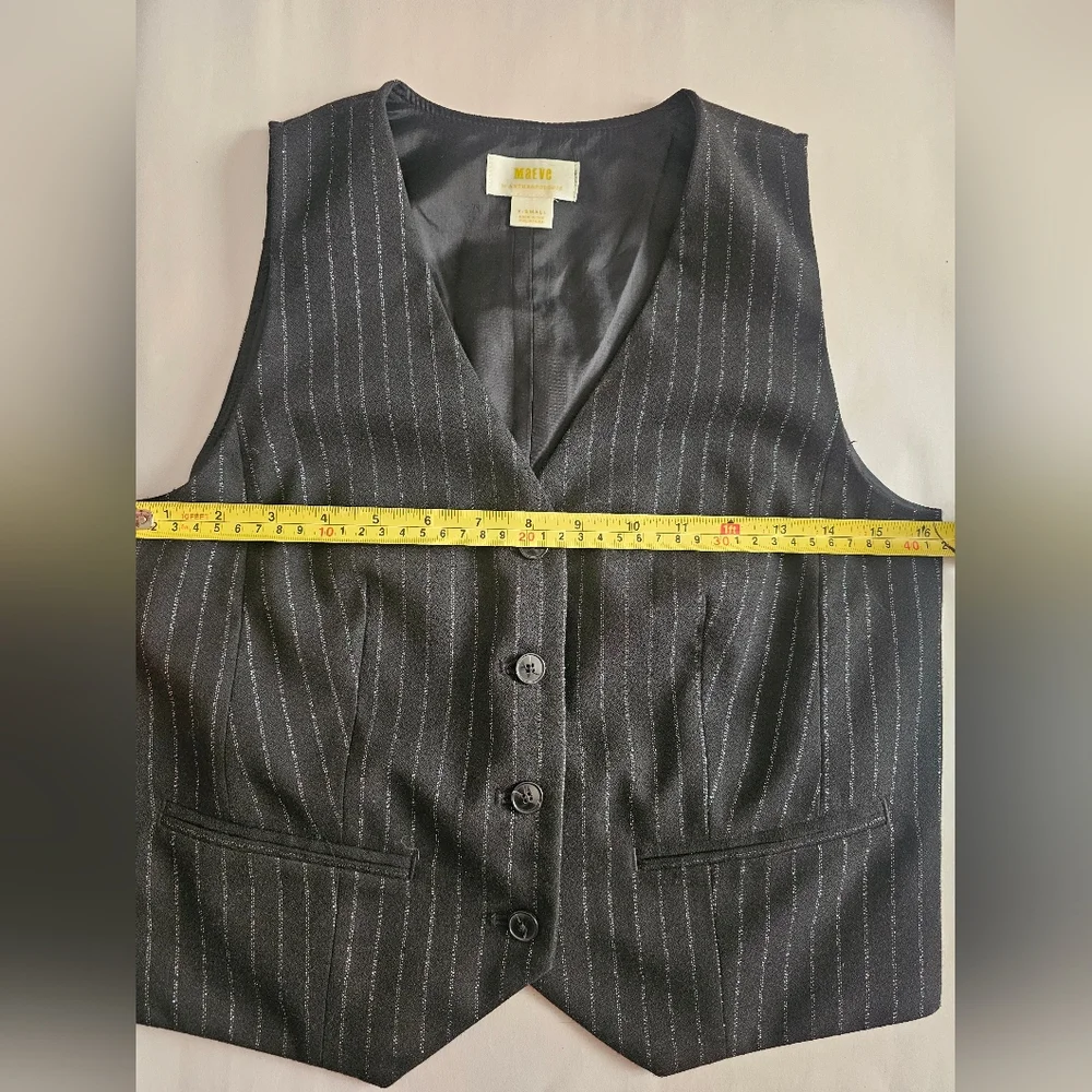 Mave Metallic Striped Vest Blk Slvr XS Excellent Condition Anthropologie - Picture 9 of 11